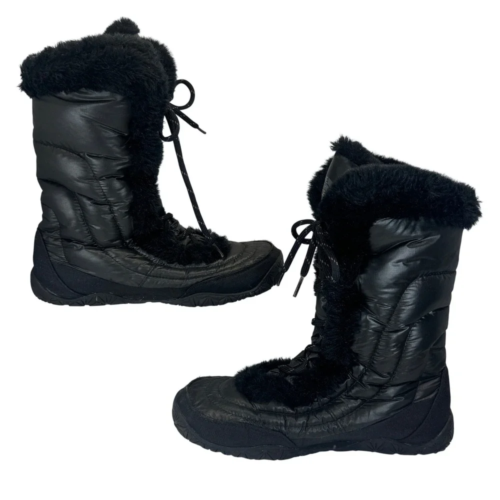 The North Face Nuptse Purna II Winter Boots Black Goose Down Faux Fur Womens 9.5